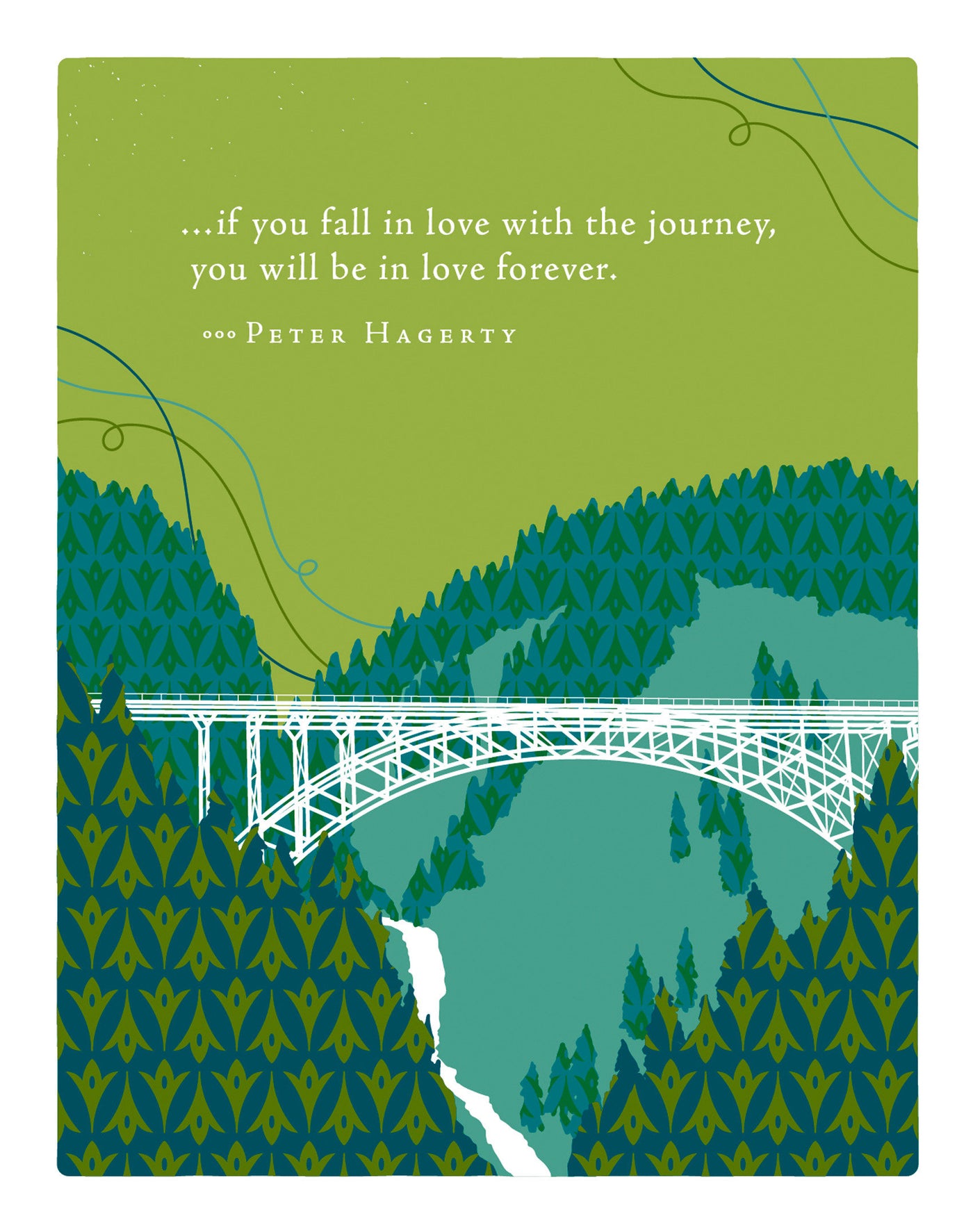 Positively Green Greeting Cards: Retirement - If you fall in love with the journey (Pack of 6)