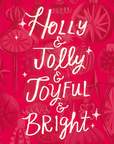 Love Muchly Greeting Cards: Holiday - Holly & jolly & joyful & bright (Pack of 6)