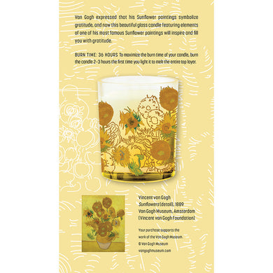Van Gogh Sunflowers Unscented Glass Candle inside page 2
