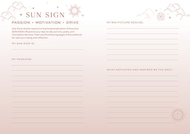 Sun Moon Rising Astrology Notebook Set inside page 2
