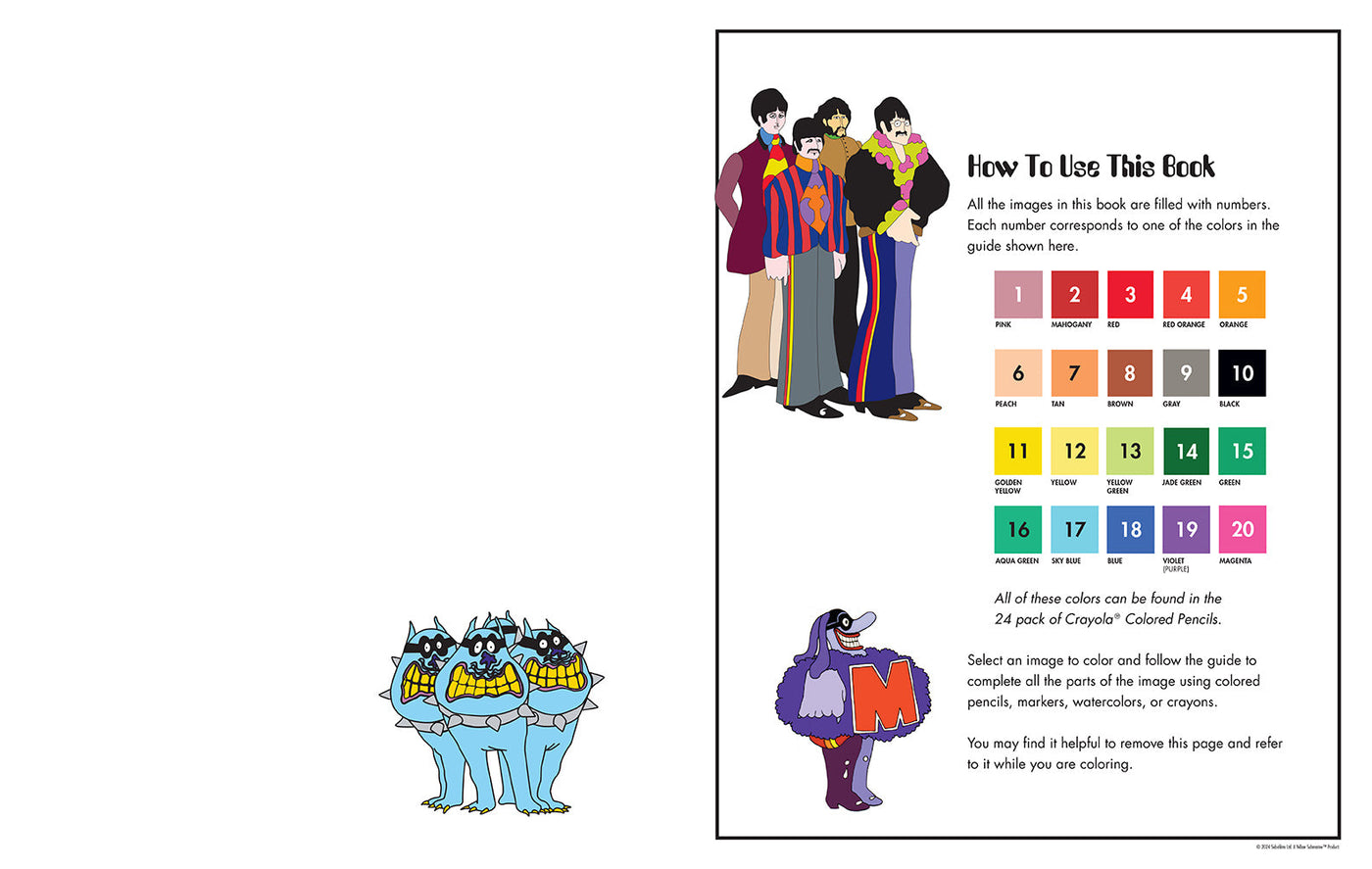 Beatles Yellow Submarine Color by Numbers inside page 1
