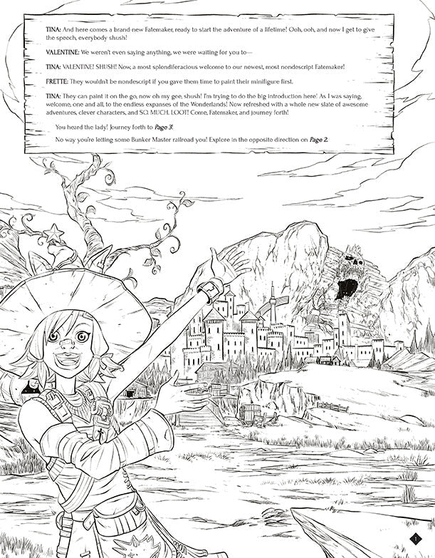 Tiny Tina's Wonderlands: A Bunkers & Badasses Coloring Adventure inside page 1