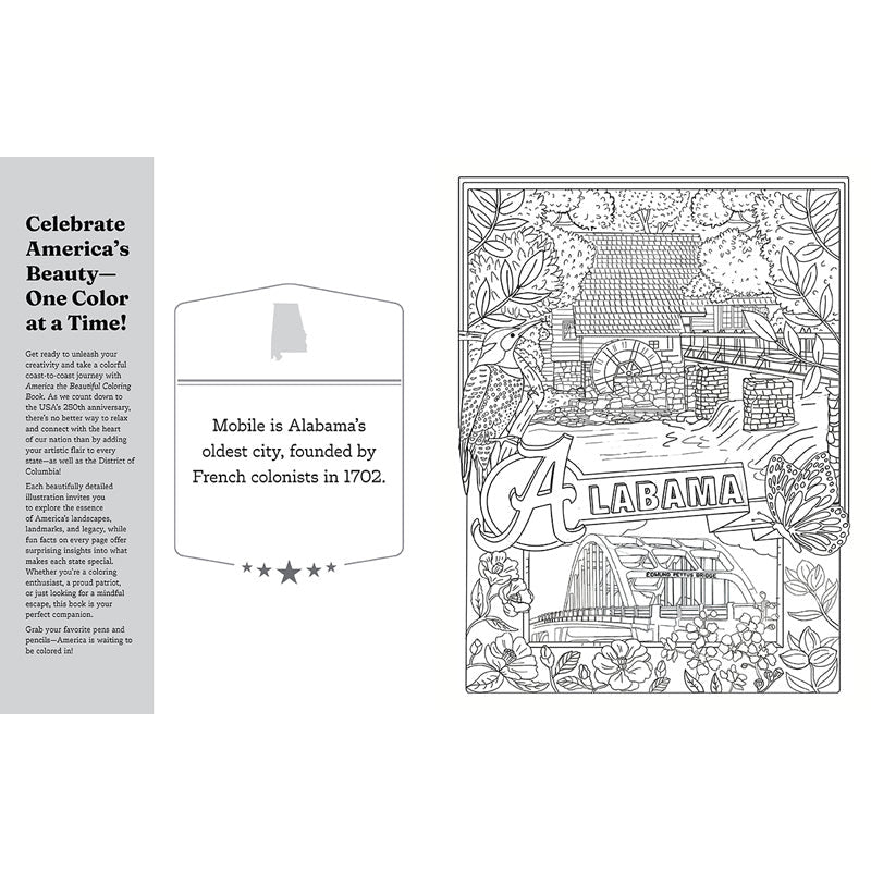 America the Beautiful Coloring Book inside page 2