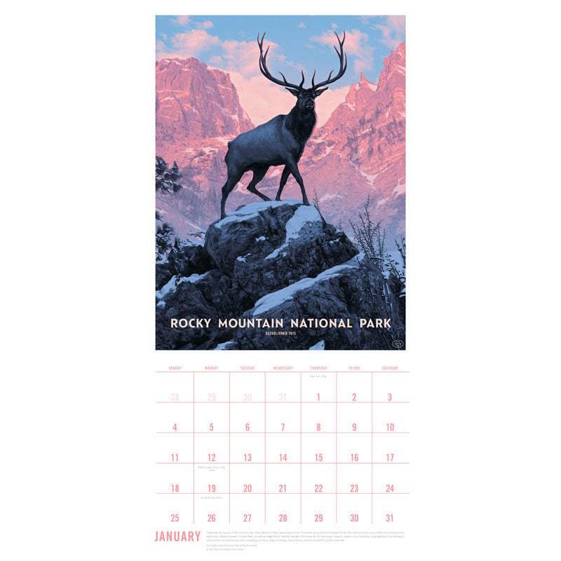 2026 The Art of the National Parks Wall Calendar inside page 1