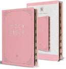 KJV Holy Bible, Giant Print Thinline Large format, Pink Premium Imitation Leather with Ribbon Marker, Red Letter, and Thumb Index
