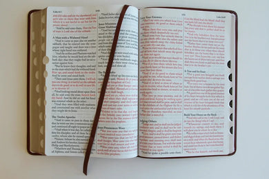 KJV Holy Bible, Giant Print Thinline Large format, Brown Premium Imitation Leather with Ribbon Marker, Red Letter, and Thumb Index US - Paperback / softback