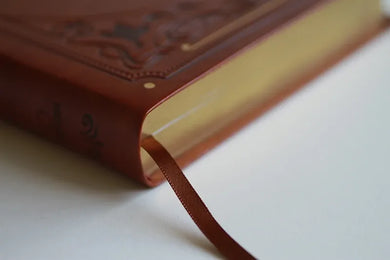 KJV Holy Bible, Giant Print Thinline Large format, Brown Premium Imitation Leather with Ribbon Marker, Red Letter, and Thumb Index US - Paperback / softback