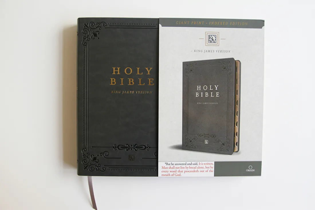 KJV Holy Bible, Giant Print Thinline Large format, Gray Premium Imitation Leather with Ribbon Marker, Red Letter, and Thumb Index US - Paperback / softback