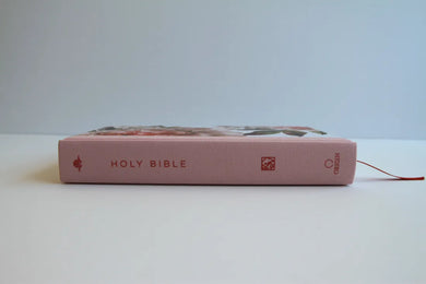 KJV Holy Bible, Large Print Medium Format, Pink Cloth Hardcover with Floral Design, Ribbon Marker, Red Letter US - Hardback