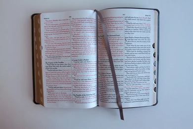 KJV Holy Bible, Large Print Medium format, Gray Faux Leather with Ribbon Marker, Red Letter, thumb Index US - Paperback / softback