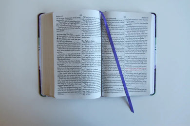 KJV Holy Bible, Large Print Medium Format, Purple Cloth Hardcover with Floral Design, Ribbon Marker, Red Letter US - Hardback