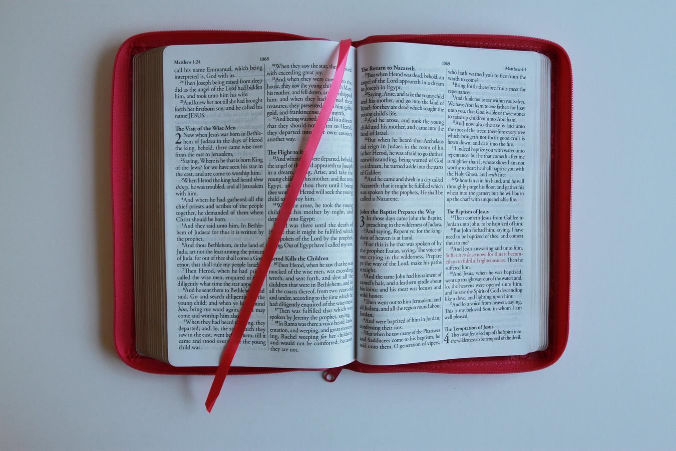 KJV Holy Bible, Large Print Handy Size, Fuchsia Premium Imitation Leather w/Ribbon Marker, Red Letter, Zipper US - Paperback / softback