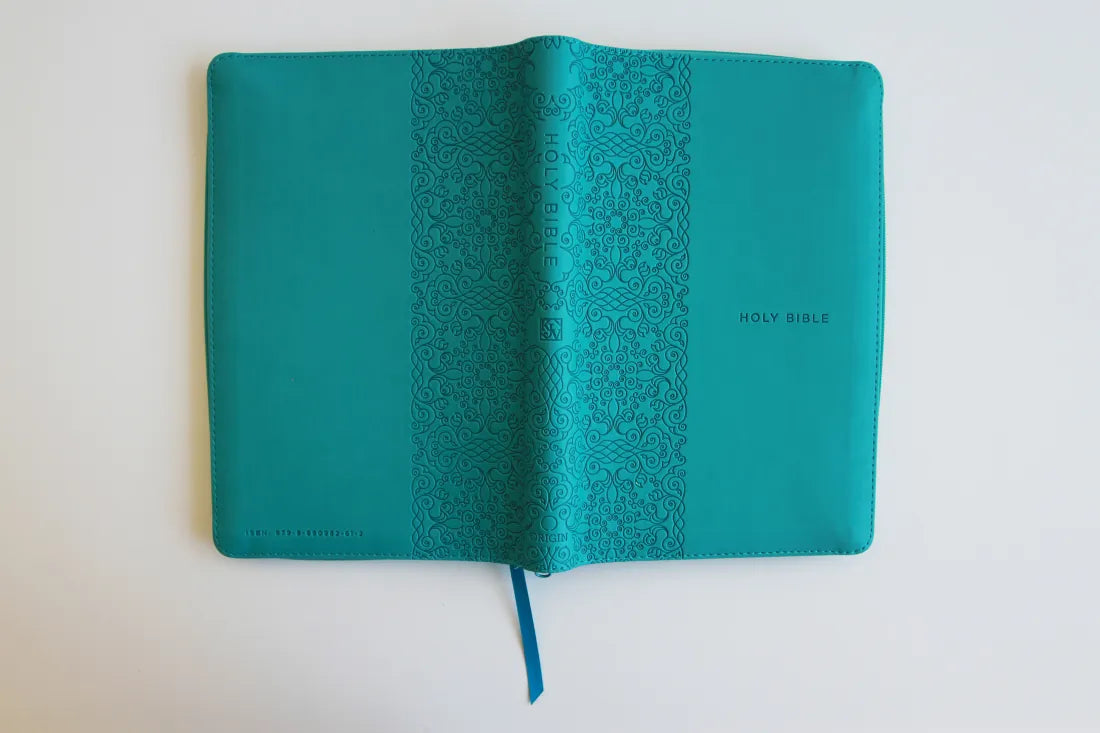 King James Version (KJV) Holy Bible Large Print, Handy Size, Aquamarine Premium Imitation Leather Cover with Zipper, Red Letter Edition, Ribbon Marker US - Paperback / softback