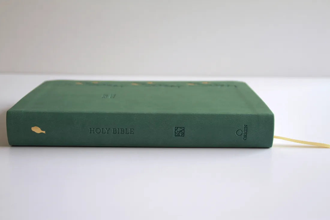 KJV Holy Bible, Large Print Medium Format, Green with Birds Faux Leather w/ Ribbon Marker, Red Letter US - Paperback / softback