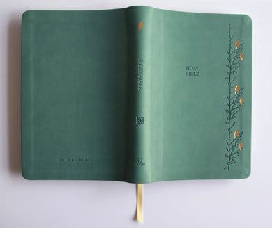 KJV Holy Bible, Large Print Medium Format, Green with Birds Faux Leather w/ Ribbon Marker, Red Letter US - Paperback / softback