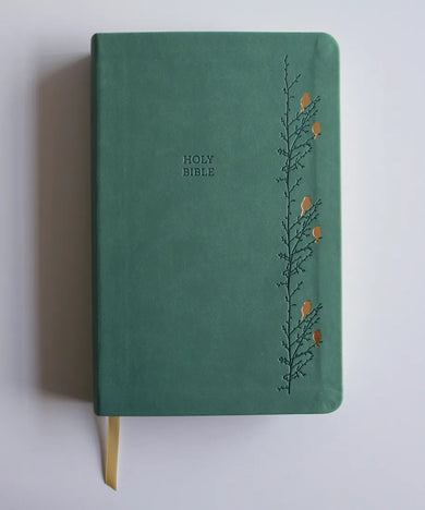 KJV Holy Bible, Large Print Medium Format, Green with Birds Faux Leather w/ Ribbon Marker, Red Letter US - Paperback / softback