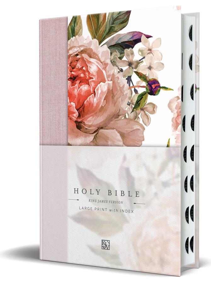 KJV Holy Bible, Large Print Medium Format, Pink Cloth Hardcover w/Thumb Index and Ribbon Marker, Red Letter-Religion and beliefs-買書書 BuyBookBook