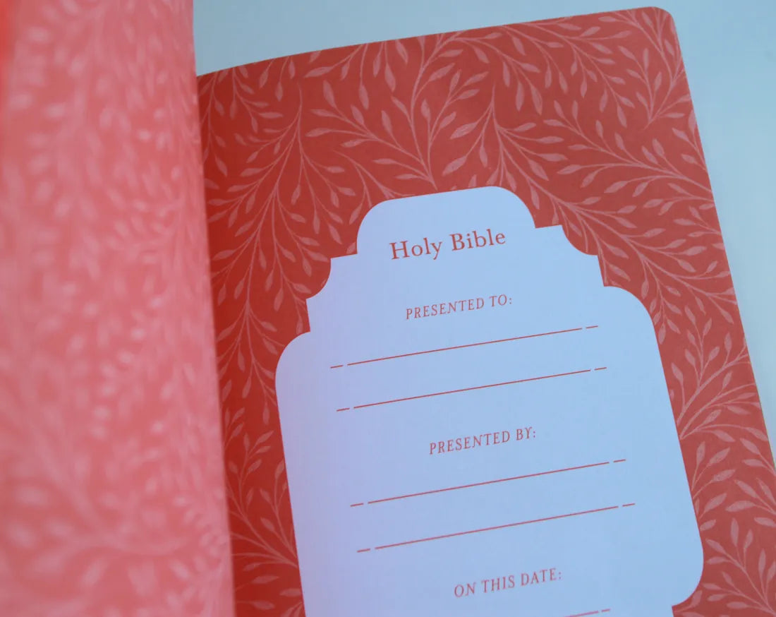 KJV Holy Bible, Large Print Handy Size format, 2 Piece Pink Floral Leathersoft with Ribbon Marker, Red Letter US - Hardback
