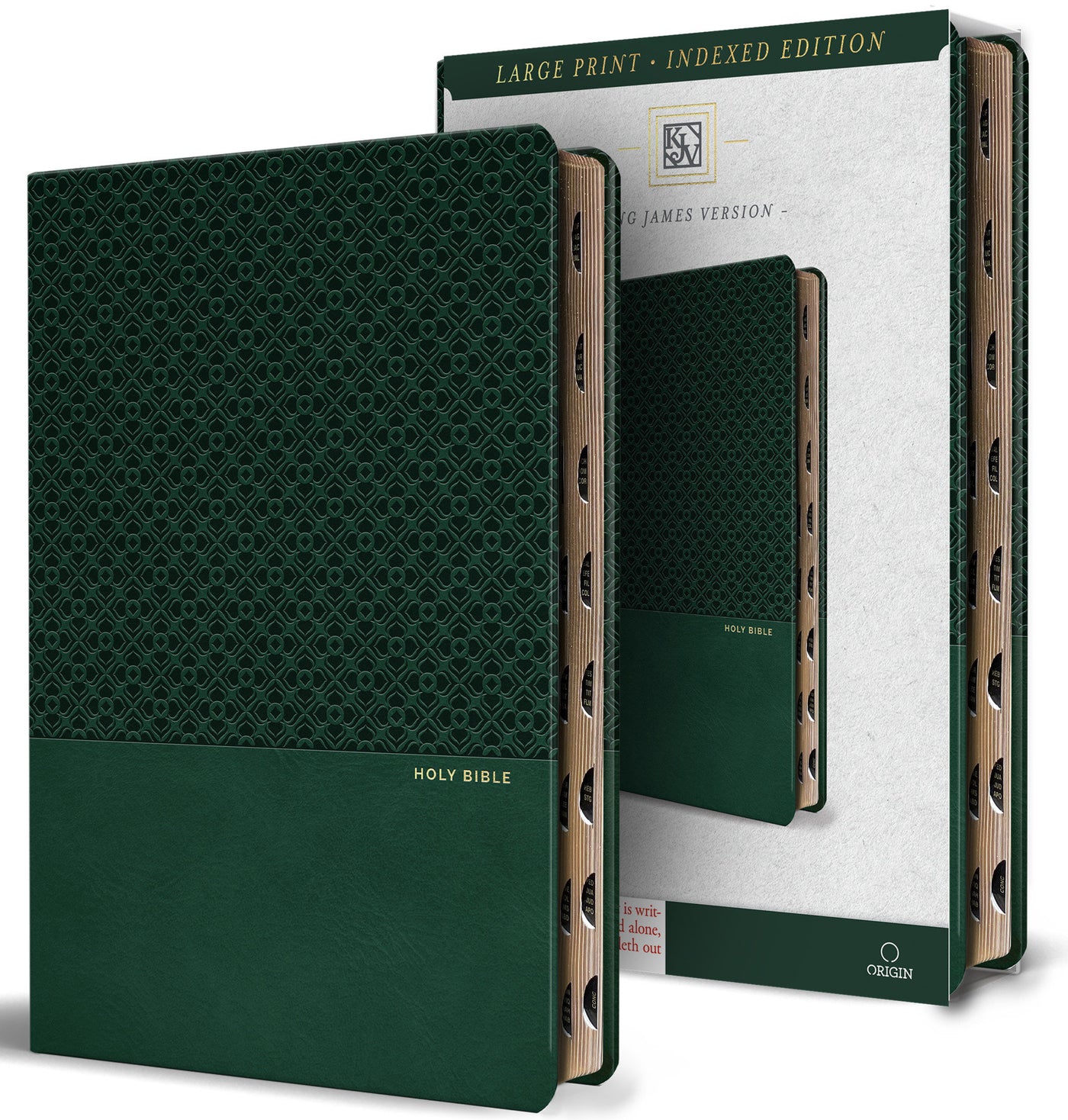 KJV Holy Bible, Large Print Handy Size Format, Green Premium Imitation Leather with Ribbon Marker, Red Letter, Thumb Index-Religion and beliefs-買書書 BuyBookBook