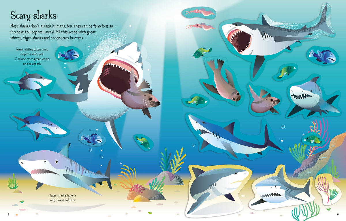 First Sticker Book Sharks and Rays interior 1 (ISBN 9781803709871) [onix-asset:547e85c914a32ea103cb9b2431956c8608d467b5caafa8a8a0d0193d43202c19]