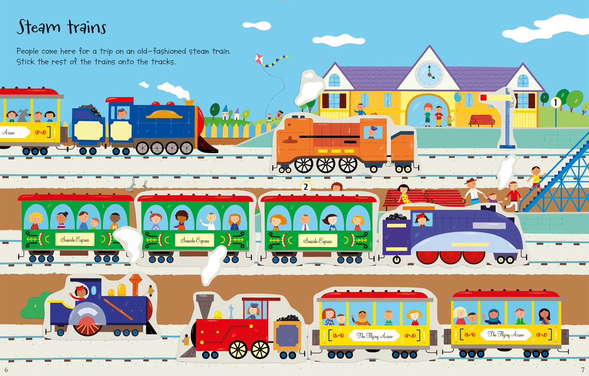 First Sticker Book Trains interior 1 (ISBN 9781409551553) [onix-asset:b3c66f743377e65187424e6ca75bdcf4b93fdd10d630b59cdc74c93891e017f5]