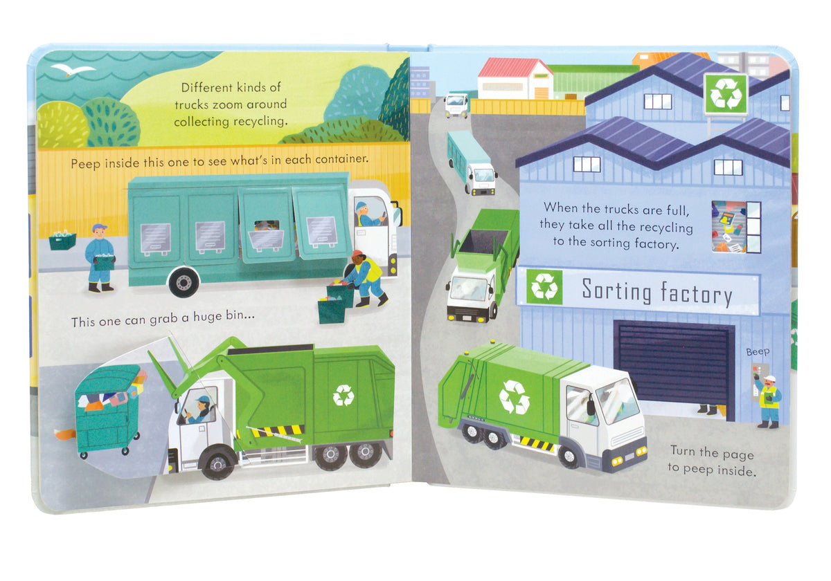 Peep Inside How a Recycling Truck Works interior 1 (ISBN 9781474986083) [onix-asset:2f8367343d028d65692bbcc3fca844b6258cda900630bc918b455f8f8227f707]