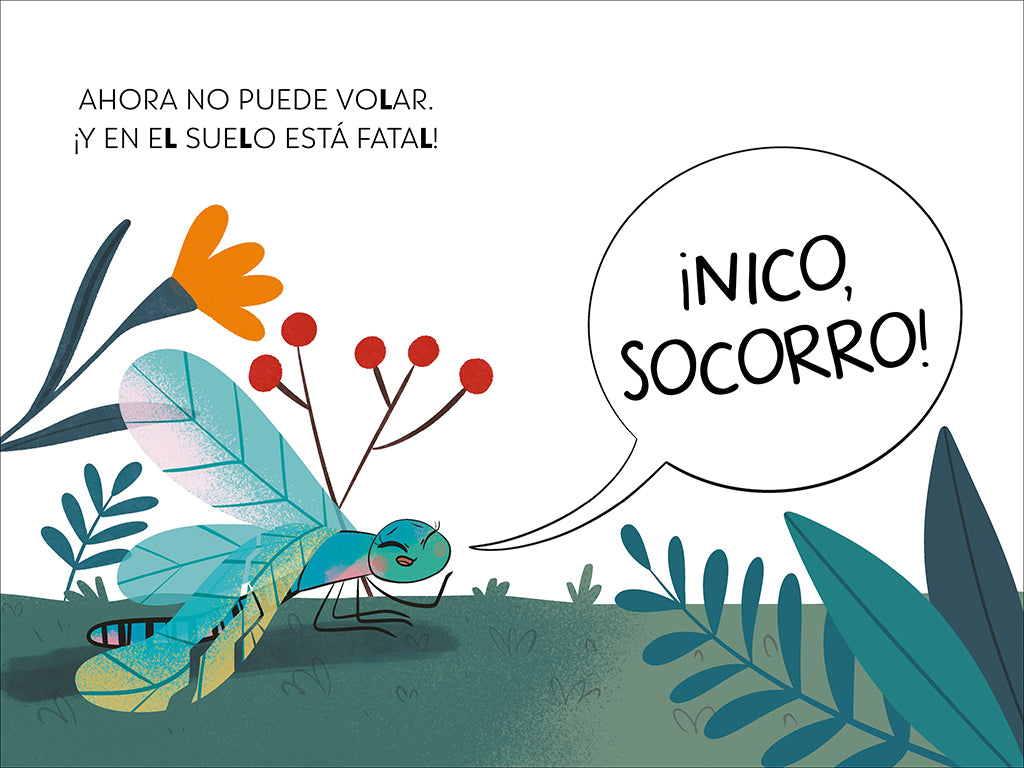 Una libélula sin volar y un invento genial. Aprender a leer con MAYÚSCULAS (a partir de 5 años) / A Flightless Dragonfly and a Brilliant Invention interior 1 (ISBN 9788448868963) [onix:97bdf94351cf7a728b323101b138ae52]
