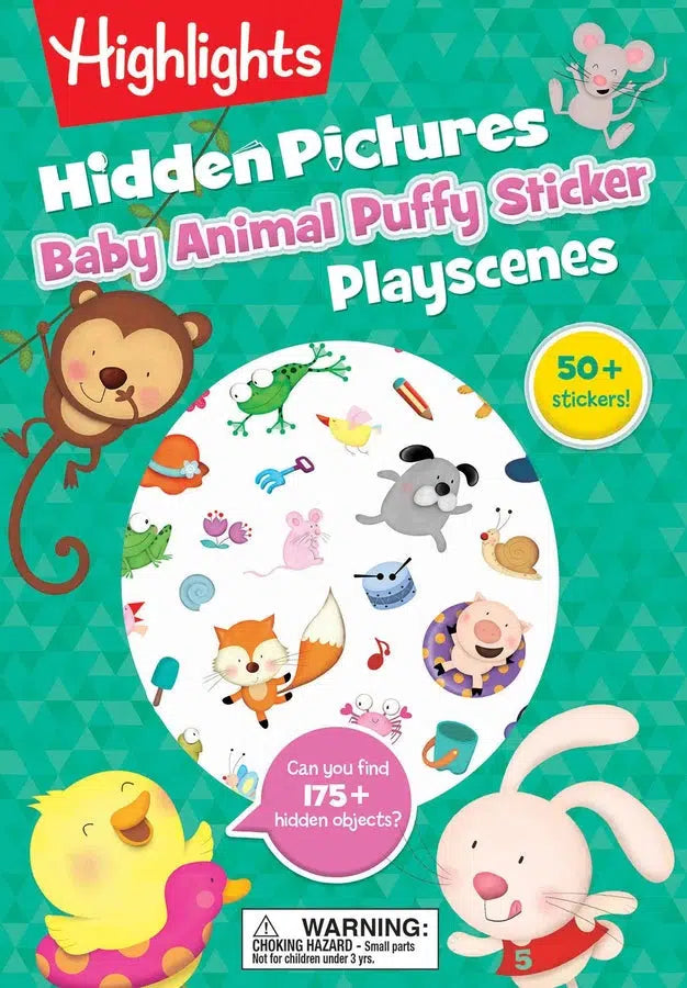 Baby Animal Hidden Pictures Puffy Sticker Playscenes-Children’s interactive and activity books and kits-買書書 BuyBookBook