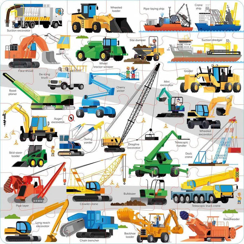 Diggers and Cranes (Usborne Book and Jigsaw) (49 pcs)-Activity: 拼砌玩具 Jigsaw & Toy-買書書 BuyBookBook