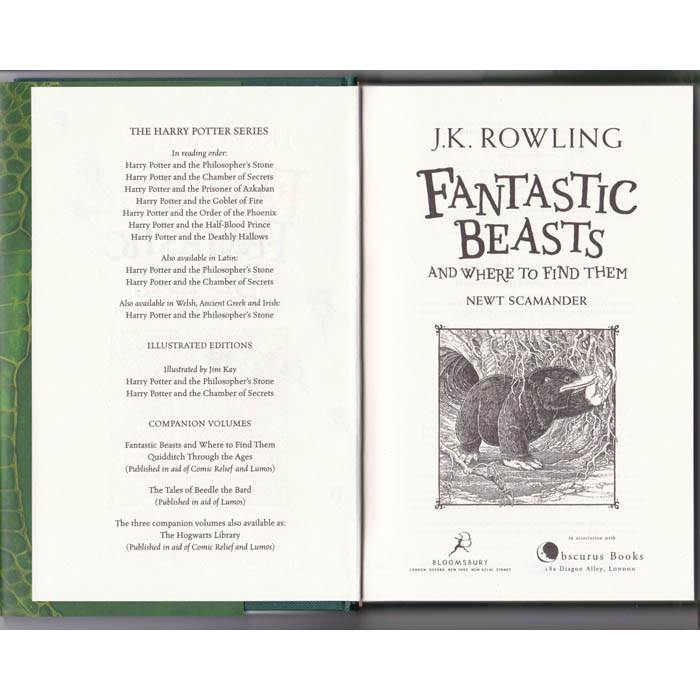 Fantastic Beasts and Where to Find Them: Hogwarts Library Book (Hardback) (Harry Potter) (J.K. Rowling) Bloomsbury