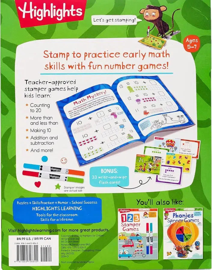 Highlights Learn-and-Play Math Stamper Games-Children’s Early years / early learning concepts-買書書 BuyBookBook