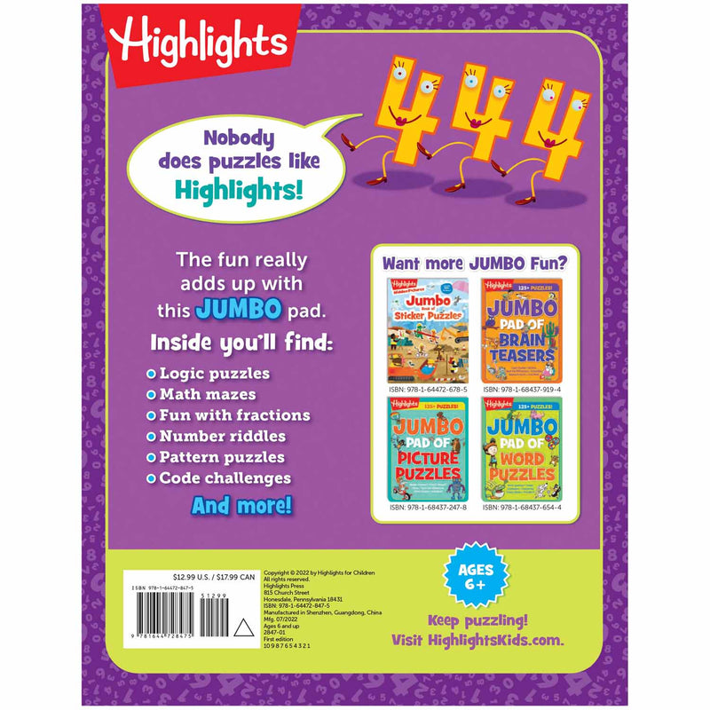 Jumbo Pad of Number Puzzles (Highlights)-Activity: 益智解謎 Puzzle & Quiz-買書書 BuyBookBook
