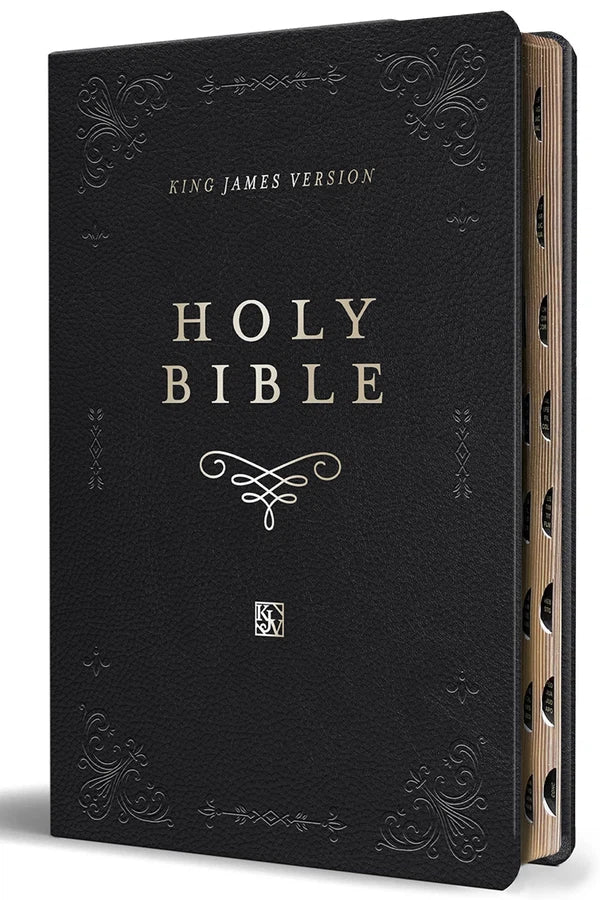 KJV Holy Bible, Giant Print Thinline Large format, Black Premium Imitation Leath er with Ribbon Marker, Red Letter, and Thumb Index-Bibles-買書書 BuyBookBook