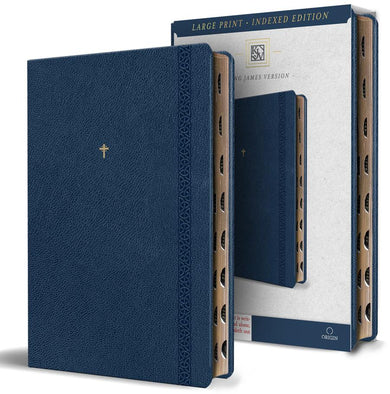 KJV Holy Bible, Large Print Handy Size format, Blue Premium Imitation Leather with Ribbon Marker, Red Letter, Thumb Index /-Religion and beliefs-買書書 BuyBookBook