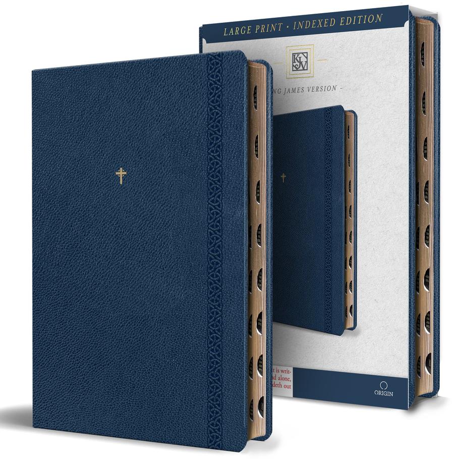KJV Holy Bible, Large Print Handy Size format, Blue Premium Imitation Leather with Ribbon Marker, Red Letter, Thumb Index /-Religion and beliefs-買書書 BuyBookBook