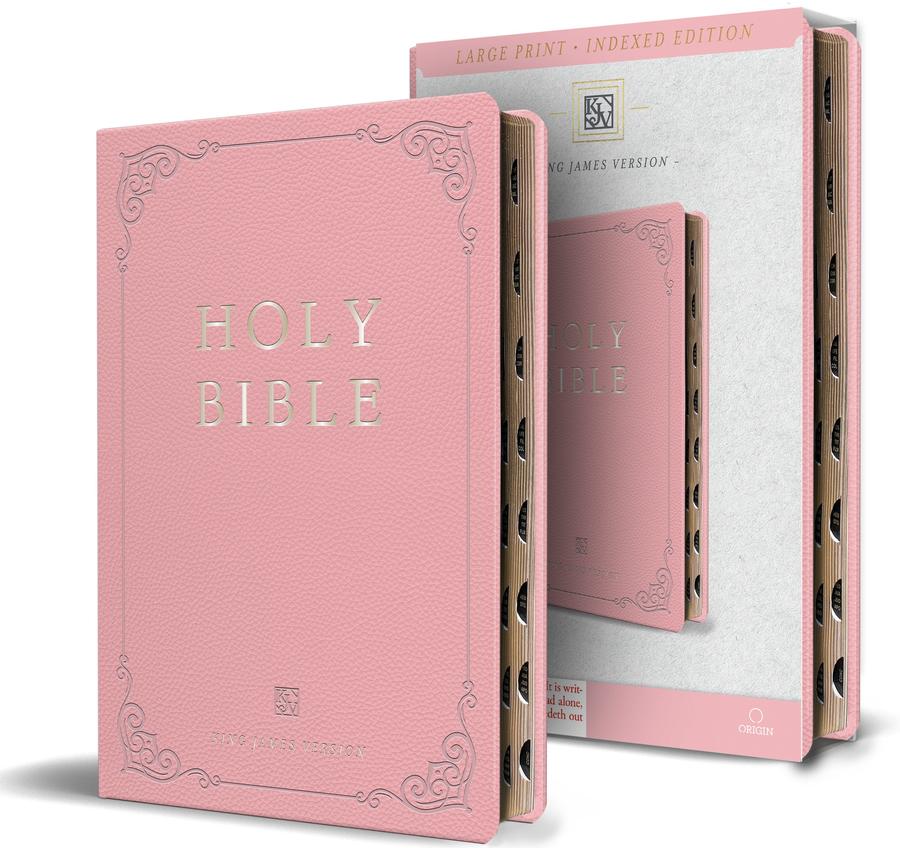 KJV Holy Bible, Large Print Handy Size format, Pink Premium Imitation Leather with Ribbon Marker, Red Letter, Thumb Index /-Religion and beliefs-買書書 BuyBookBook