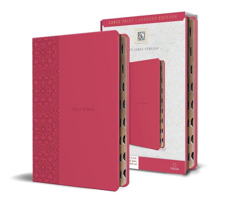 KJV Holy Bible, Large Print Medium format, Fuchsia Faux Leather w/Ribbon Marker, Red Letter, thumb Index-Religion and beliefs-買書書 BuyBookBook