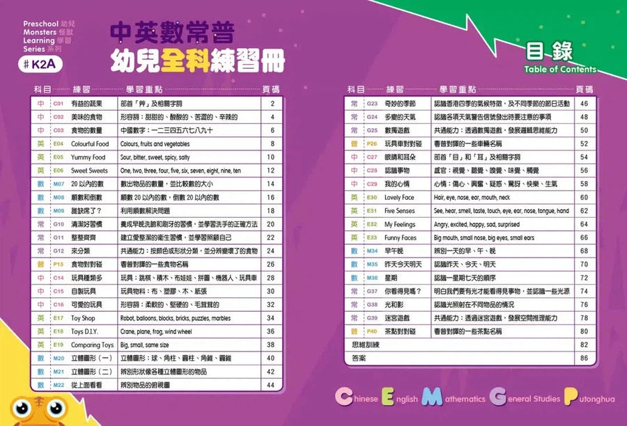 中英數常普幼兒全科練習冊 (40 個親子練習+QR code)-補充練習: 綜合練習 Integrated Exercise-買書書 BuyBookBook