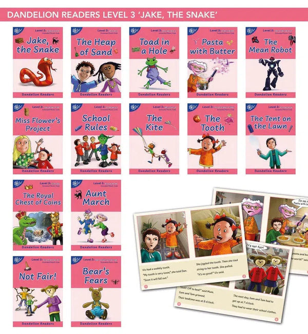 Phonic Books Dandelion Readers Vowel Spellings Level 3 (Four to five vowel teams for 12 different vowel sounds ai, ee, oa, ur, ea, ow, b‘oo’t, igh, l‘oo’k, aw, oi, ar)-Language and Linguistics-買書書 BuyBookBook