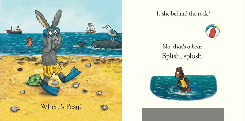 Pip and Posy, Where Are You? At the Seaside (Felt Flaps)(with QR code Audio)(Axel Scheffler)-Nonfiction: 學前基礎 Preschool Basics-買書書 BuyBookBook