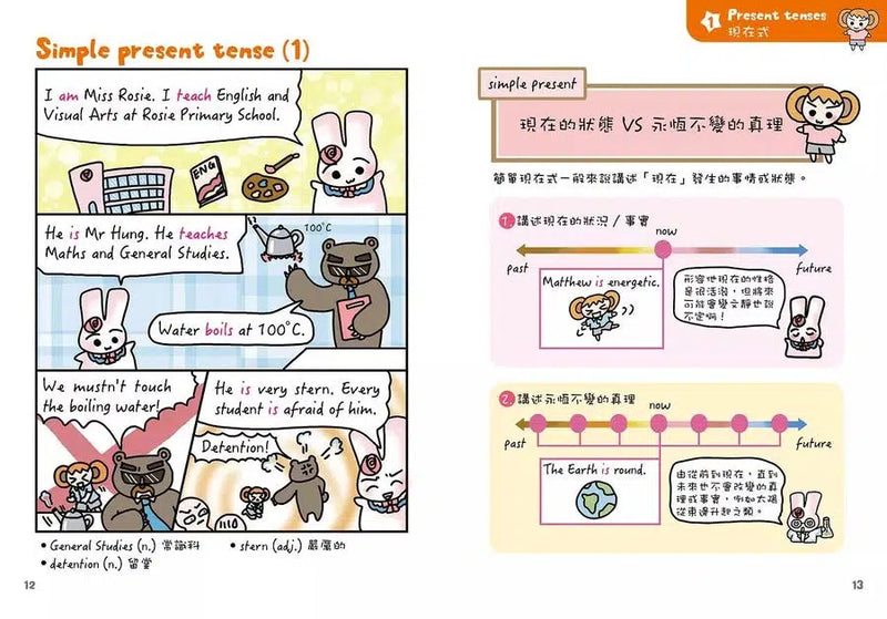 Rosie Easy English 露思兔子漫畫學Grammar (Tenses時態篇)-非故事: 語文學習 Language Learning-買書書 BuyBookBook