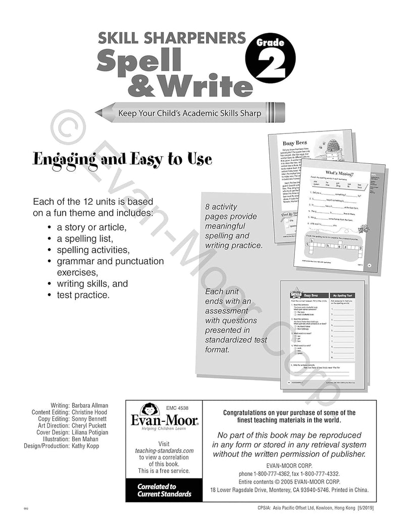 Skill Sharpeners: Spell & Write (Grade 2) (Evan-Moor)
