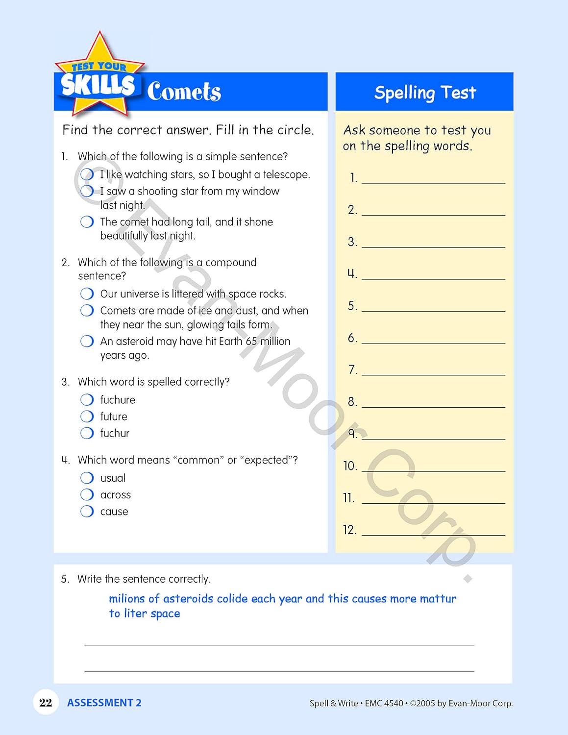 Skill Sharpeners: Spell & Write (Grade 4) (Evan-Moor)-Activity: 學習補充 Learning & Supplemental-買書書 BuyBookBook