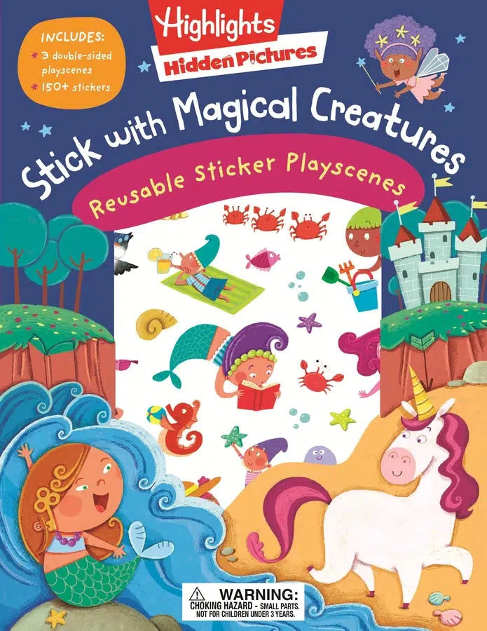 Stick with Magical Creatures Reusable Sticker Playscenes-Children’s interactive and activity books and kits-買書書 BuyBookBook