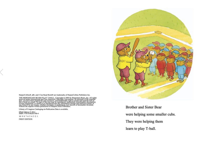 ICR: Berenstain Bears Play T Ball, The (I Can Read! L1)-Fiction: 橋樑章節 Early Readers-買書書 BuyBookBook