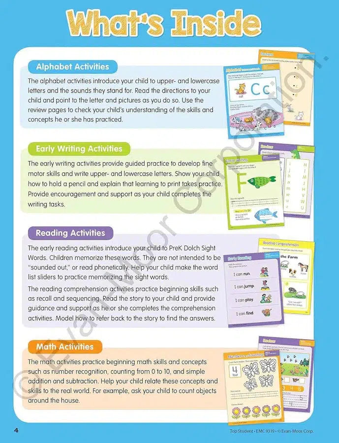 Top Student: Pre-Kindergarten Workbook (Grade Prek) (Evan-Moor)-Activity: 學習補充 Learning & Supplemental-買書書 BuyBookBook