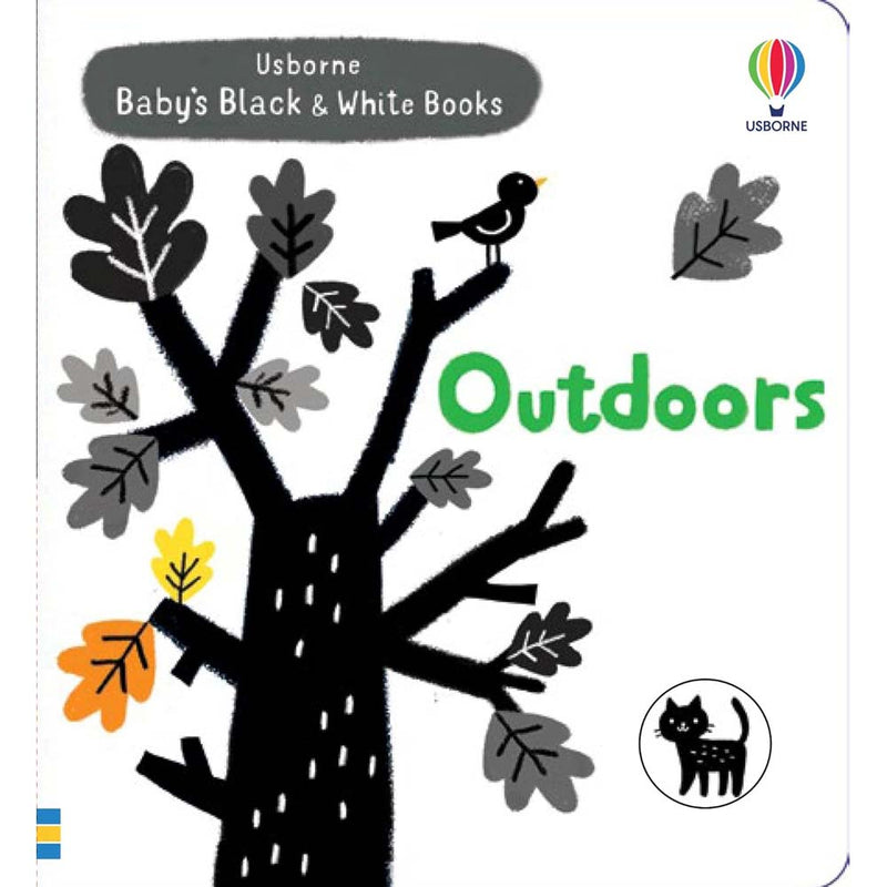 Usborne Baby's Black and White Books: Outdoors (Mary Cartwright)-Nonfiction: 學前基礎 Preschool Basics-買書書 BuyBookBook