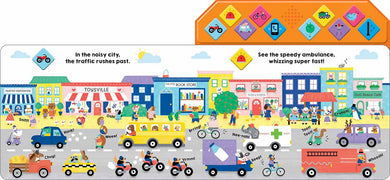 What Can You Hear: In The City - With 10 Busy Sounds(Hardback)-Nonfiction: 學前基礎 Preschool Basics-買書書 BuyBookBook