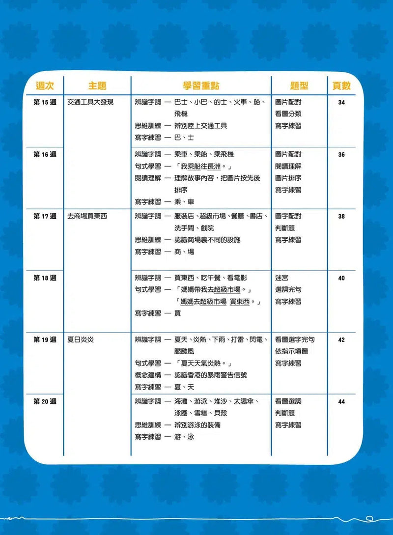 幼兒語文 - 綜合能力基礎訓練 - 26週學前教育系列-補充練習: 中國語文 Chinese-買書書 BuyBookBook