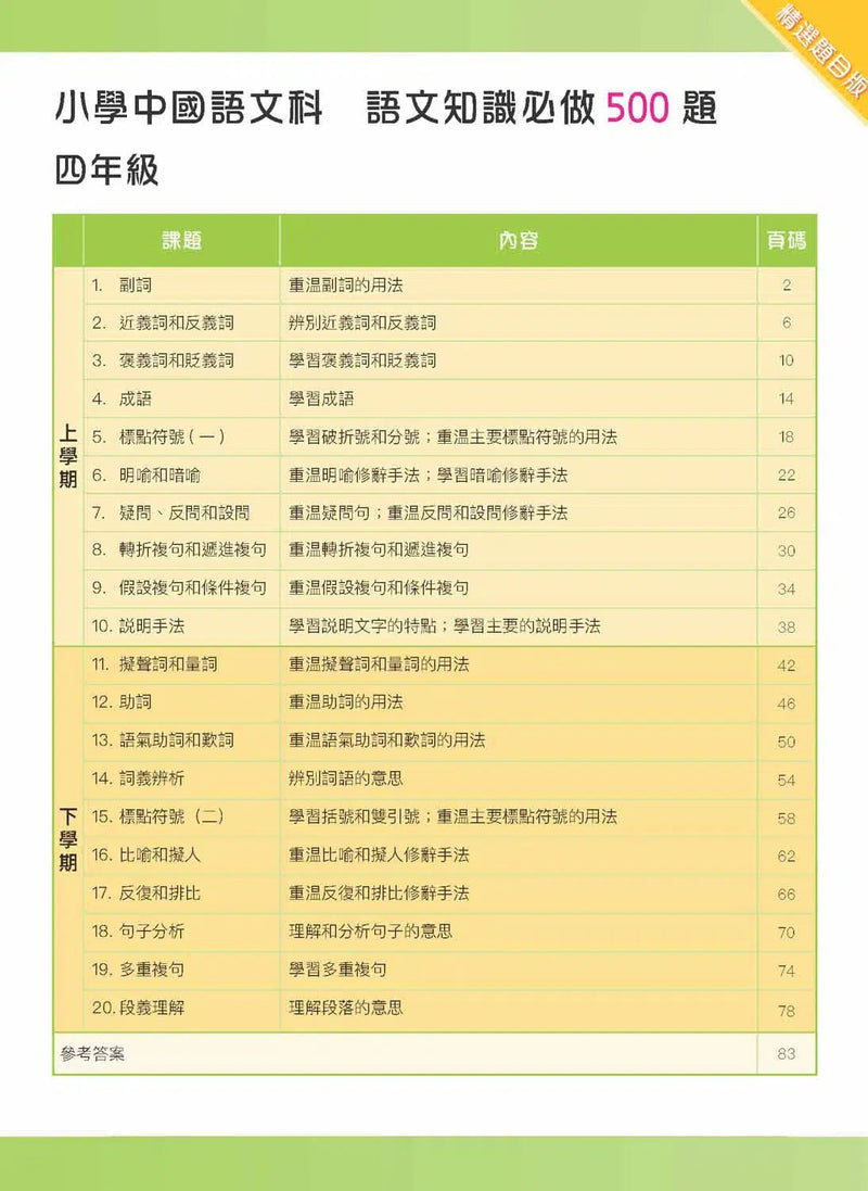 語文知識必做500題 (精選題目版)-補充練習: 中國語文 Chinese-買書書 BuyBookBook